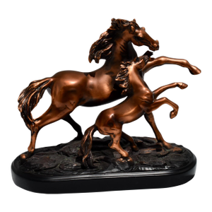 Mare and Foal Horse Statue Rearing Sculpture Western Equestrian Figurine Bronze