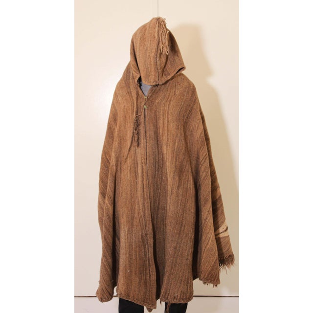 Textile 1950s Moroccan Burnous Wool Cape by Berber Tribes, Hand-Woven Art For Sale - Image 7 of 13