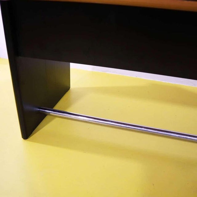 Wood Vintage Desk with Wooden Top and Black Lacquered Sides For Sale - Image 7 of 11