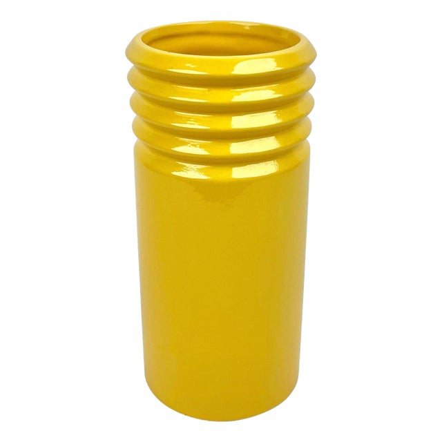 Yellow Ceramic Cylindric Vase from Il Picchio, Italy, 1960s For Sale