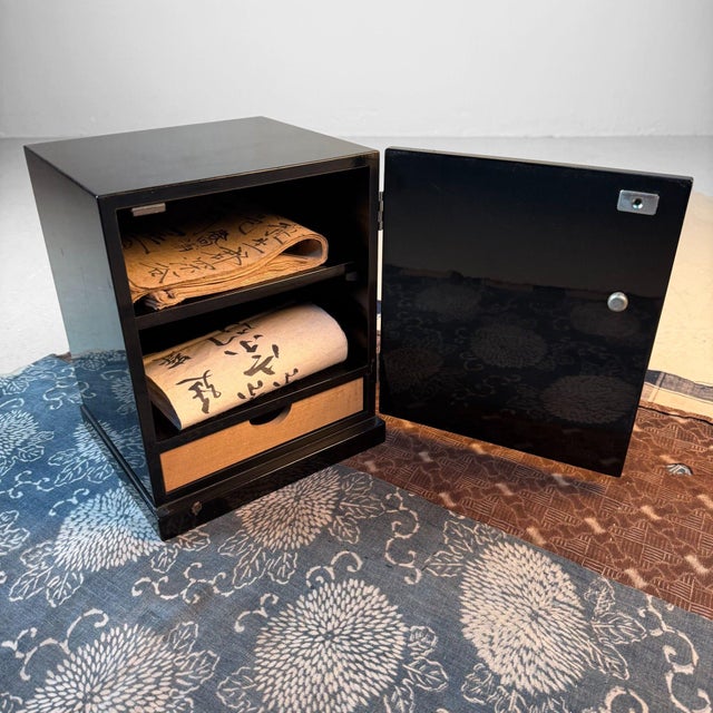 Japanese Lacquer Cabinet with Orchid, 1980s For Sale - Image 12 of 16