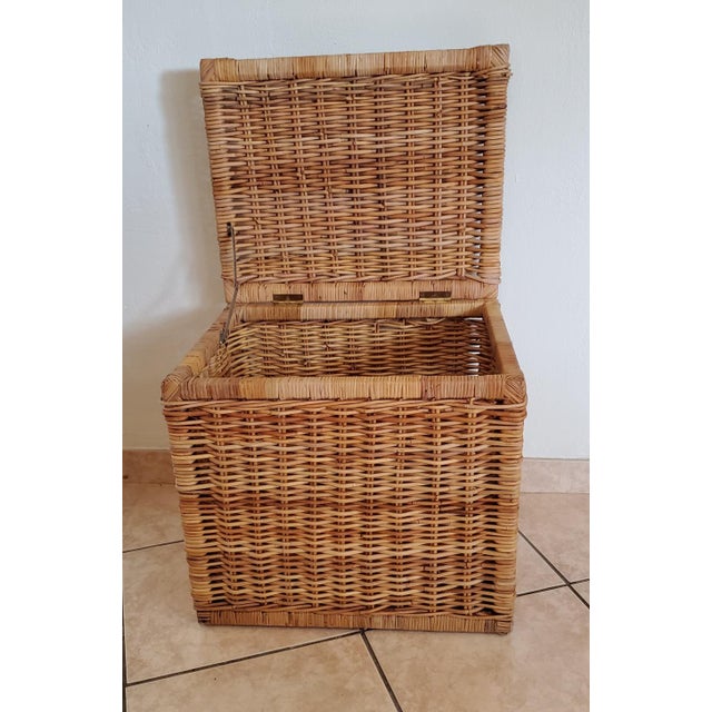 Large Square Rattan Chest, Vintage For Sale - Image 9 of 12