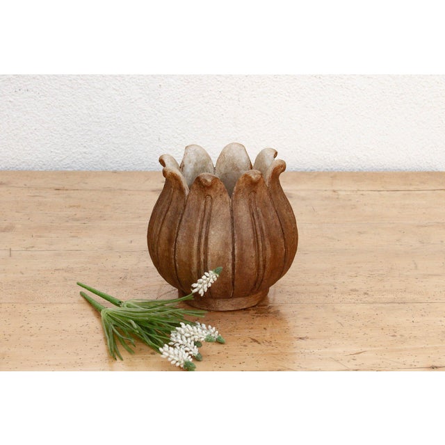 White 9" Blossoming Lotus Marble Vase For Sale - Image 8 of 8