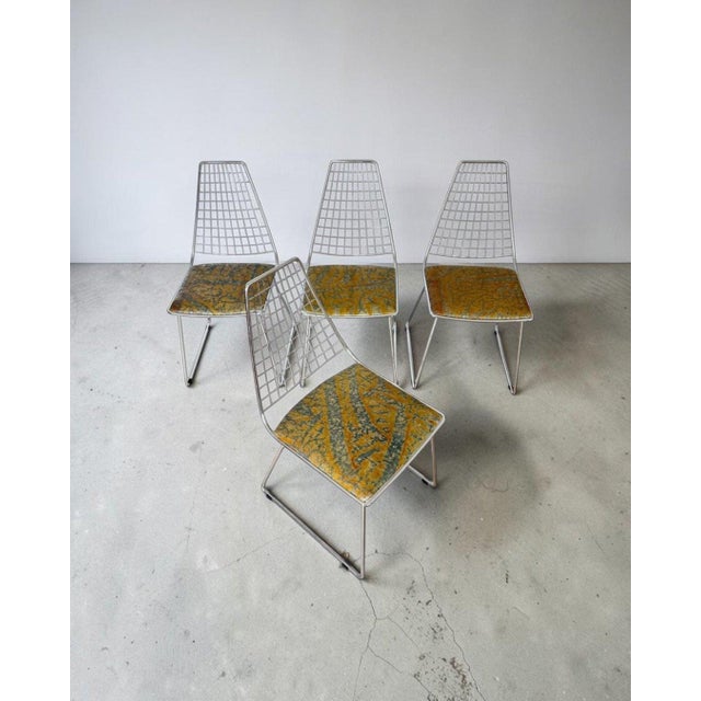 Designer Chairs in Hand-Decorated Leather and Steel, 1970s, Set of 4 For Sale - Image 15 of 18