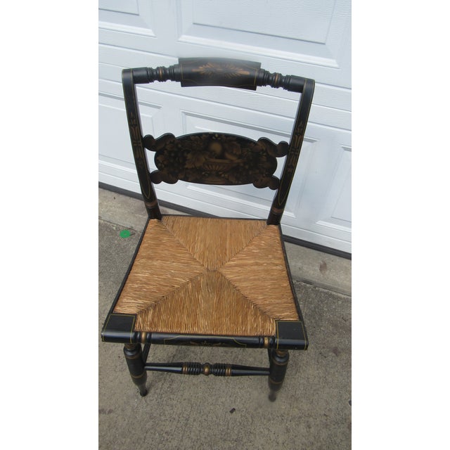 ​Item: Hitchcock Chair Details: Farmhouse Design Nice Base Traditional Design Signed Hitchcock Black Measurements: 17.5"...