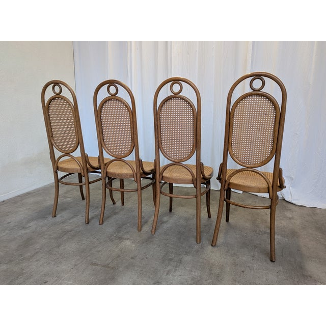 1970s Vintage Bentwood and Cane Dining Chairs, Former Yugoslavia, 1970s, Set of 4 For Sale - Image 5 of 17