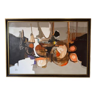 Large- 1970s Vintage Gregory Hawthorne Expressionist Abstract Acrylic on Masonite Painting, Framed For Sale