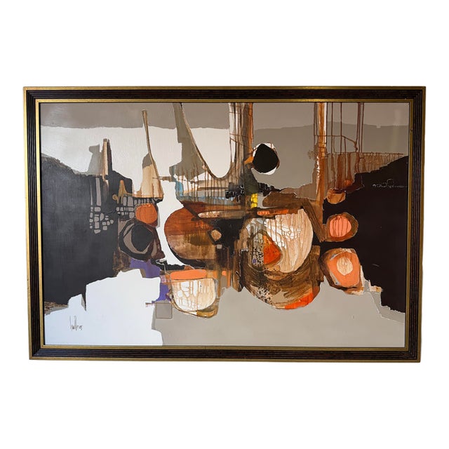 Large- 1970s Vintage Gregory Hawthorne Expressionist Abstract Acrylic on Masonite Painting, Framed For Sale