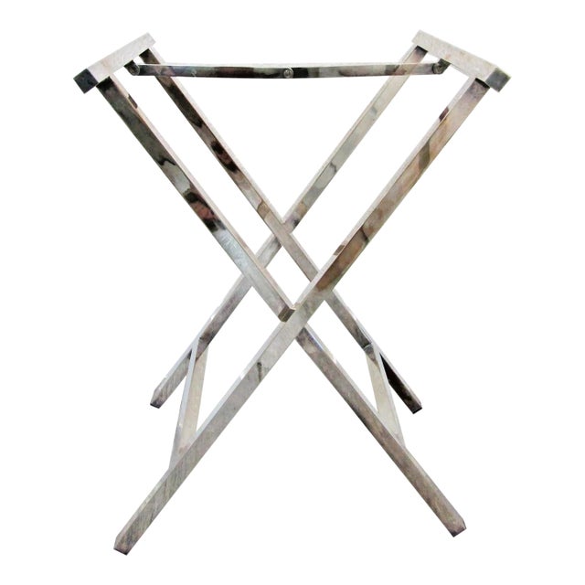 Elegant 1970s Chrome Campaign Folding Table Base Luggage Rack For Sale