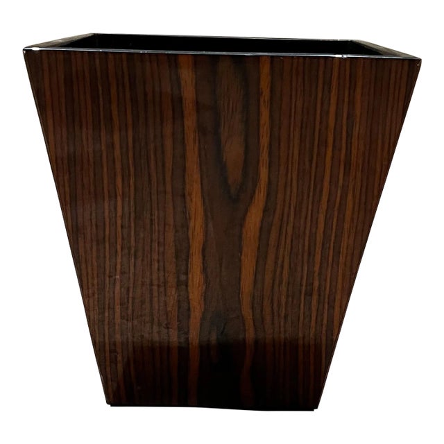 1970s MCM Walnut Wood Planter Box Jardiniere Waste Basket For Sale