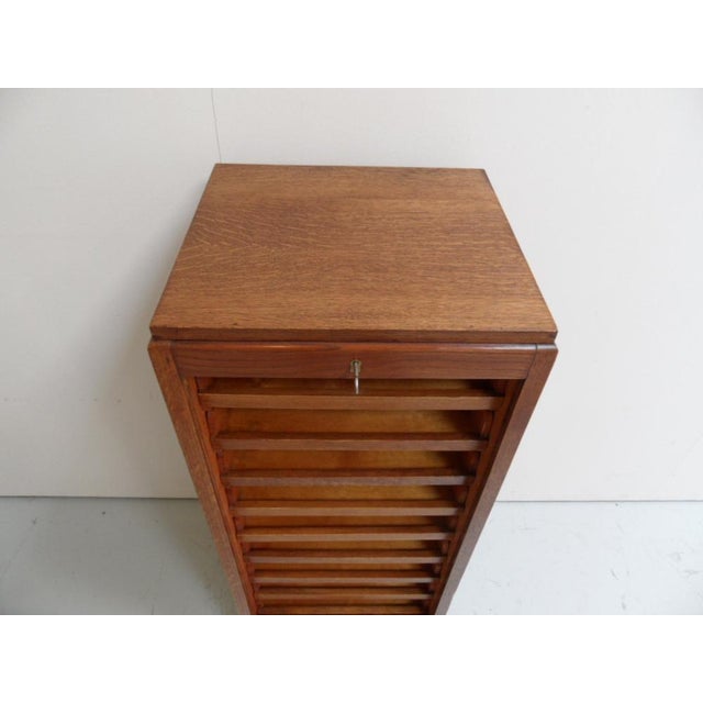 Wood Vintage Filing Cabinet with Roller Shutter, 1930s For Sale - Image 7 of 14