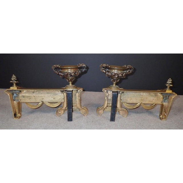 Late 19th Century Louis XVI Gilt and Patinated Bronze Chenets - A Pair For Sale - Image 12 of 12