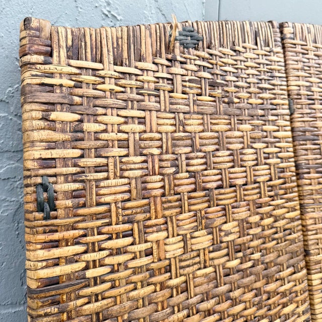 Boho Chic Wicker Room Divider/Screen - 3 Panels For Sale - Image 4 of 6