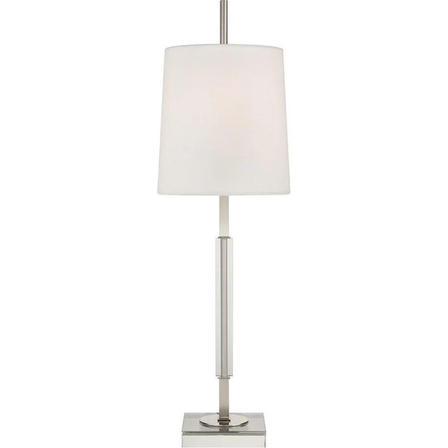 Lexington Medium Table Lamp in Polished Nickel and Crystal with Linen Shade Designer: Thomas O'Brien Height: 31.75" Shade...