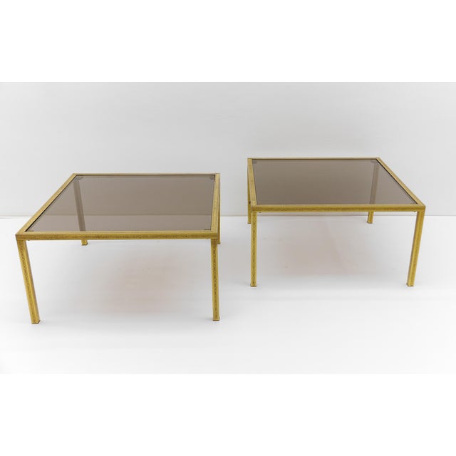 Brass and Smoked Glass Coffee Tables with Ornaments, 1970s, Set of 2 For Sale - Image 16 of 16