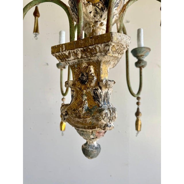 Late 19th Century Grand Italian Painted and Giltwood Twelve-Light Chandelier For Sale - Image 4 of 16
