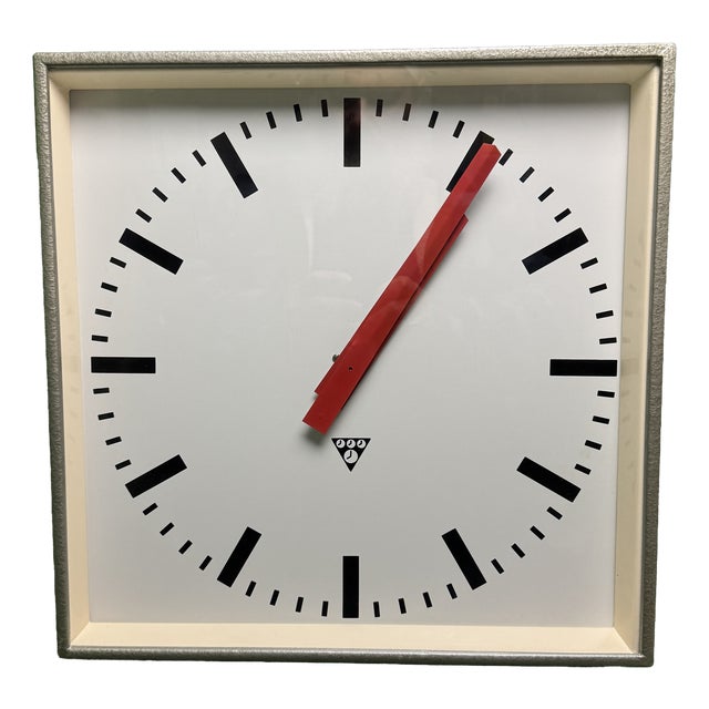 Large Czech Industrial Square Factory Clock from Pragotron, 1970s For Sale
