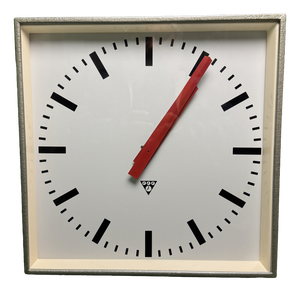 Large Czech Industrial Square Factory Clock from Pragotron, 1970s