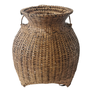 Vintage 1960s Philippines Alat Fish Creel Bamboo Basket & Funnel