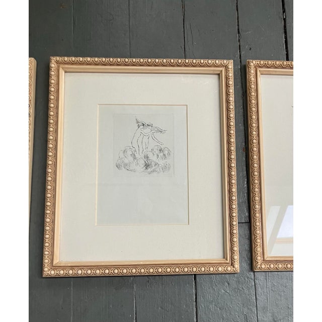 Impressionist 1930’s Three Original Drypoint Etchings Angelic Figures by Pierre LaPrade- Set of Three For Sale - Image 3 of 4