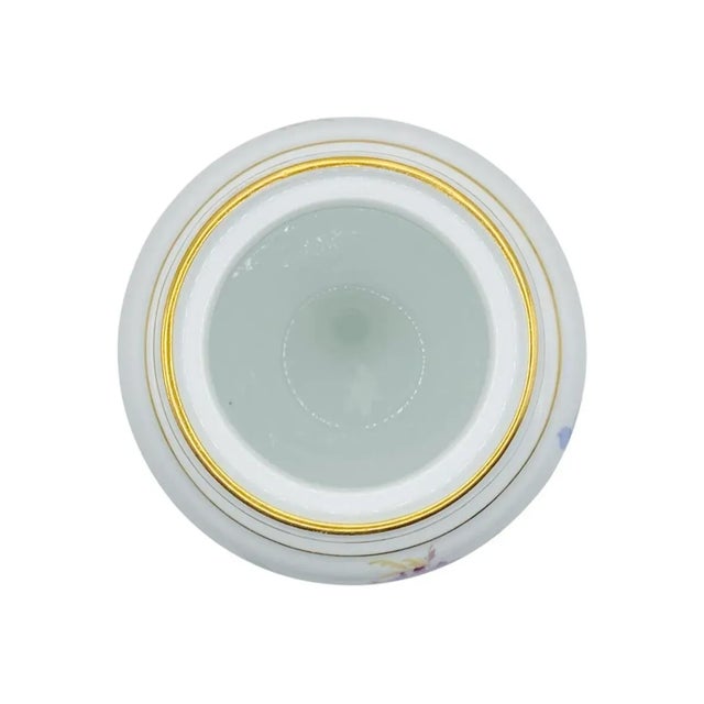 White Antique Meissen Gilded Floral Vase With Lid Blue Crossed Swords For Sale - Image 8 of 9