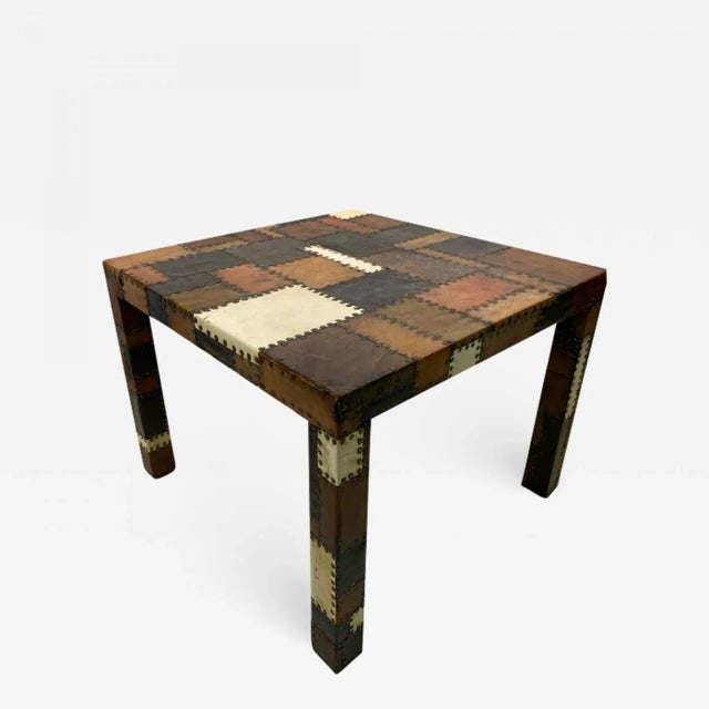 1970s Modern Studded Leather Patchwork Table For Sale - Image 9 of 9
