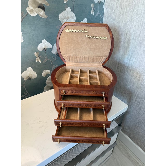 Large Vintage Agresti Briarwood Jewelry Box 4 Drawers Chest For Sale In Phoenix - Image 6 of 14