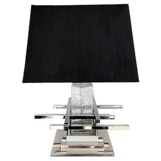 Italian Chrome and Glass Table Lamp, 1970s For Sale