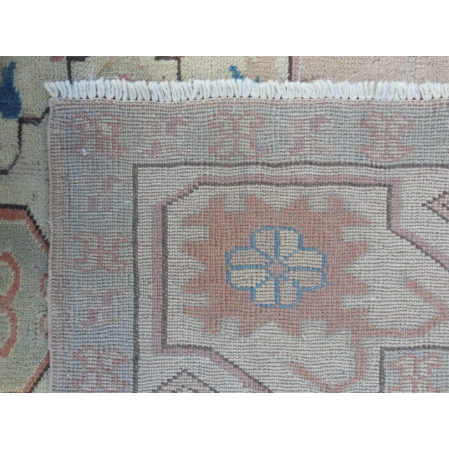 Textile Midcentury Oushak Rug in Neutrals, Flesh Tones, Blues For Sale - Image 7 of 11