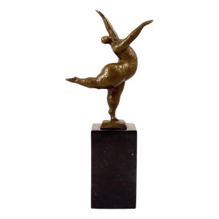 Modern Art Statue of Balancing Nude Dancer, Bronze For Sale