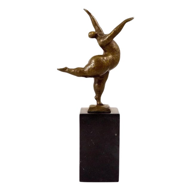 Modern Art Statue of Balancing Nude Dancer, Bronze For Sale