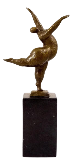 Modern Art Statue of Balancing Nude Dancer, Bronze