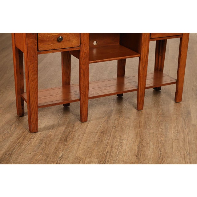 Late 20th Century Broyhill Attic Heirlooms Country Style Oak Console Table For Sale - Image 5 of 15