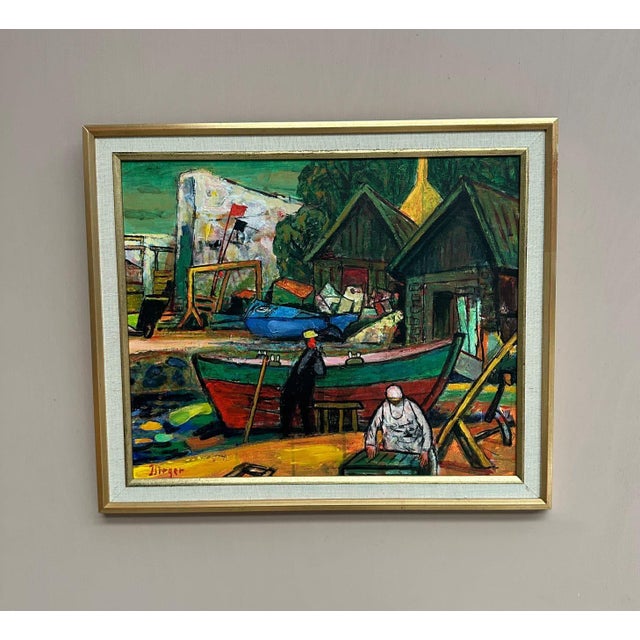 Birger E. Son Birger, Harbour, 1960s, Oil on Panel, Framed For Sale - Image 9 of 18