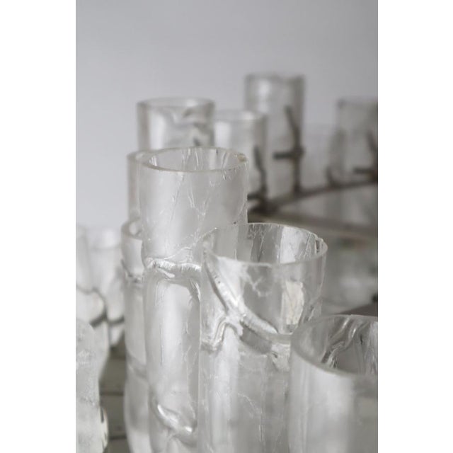 Brutalist Ice Murano Glass Tube Chandelier from Doria Leuchten, Germany, 1960s For Sale - Image 16 of 18
