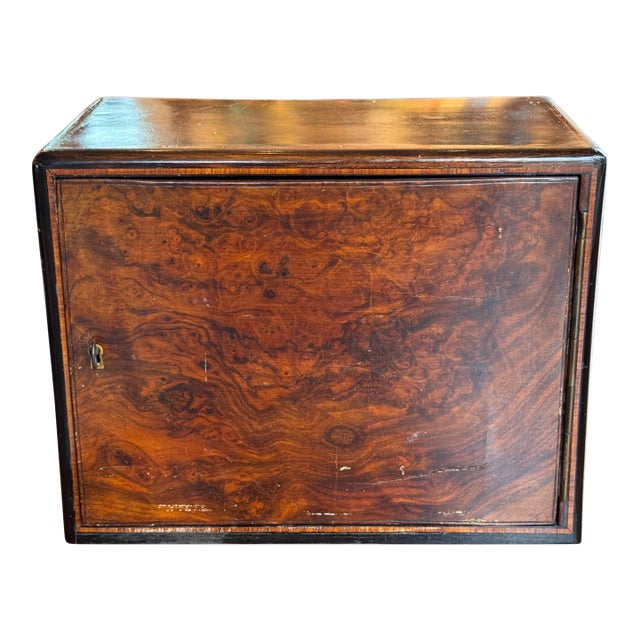 19th Century Small Hinged-Door Box With Interior Drawers For Sale