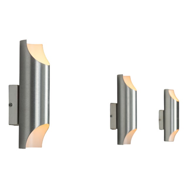 Cylindrical Aluminium Wall Lamps, 1970s, Set of 3 For Sale