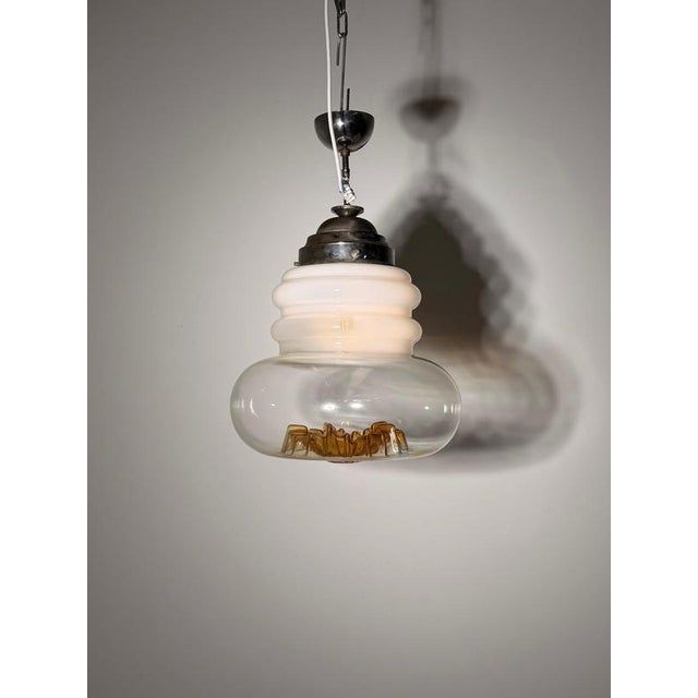 Vintage Murano Style Glass Pendant Light For Sale - Image 4 of 5