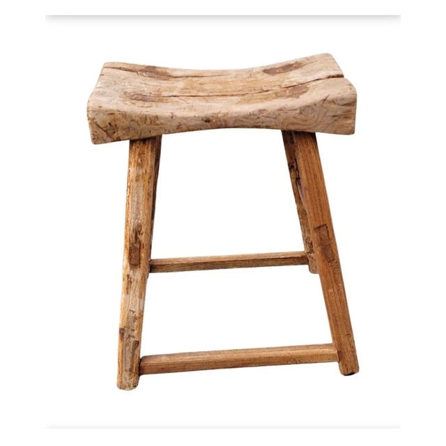 19th Century Chinese Elm Rustic Farmhouse Primitive Brutalist Stool For Sale In Washington DC - Image 6 of 6