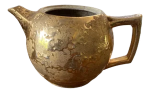 1970s 24kt Gold Dripped Pottery - Teapot Vase