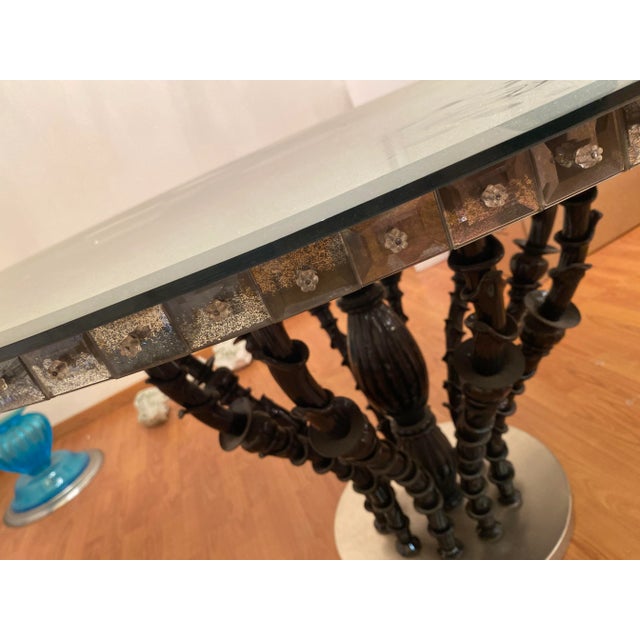 Glass 1980s Italian Venetian Black "Rezzonico" and Silver Murano Glass Style Big Table For Sale - Image 7 of 12