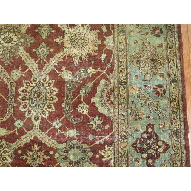 Antique Zabihi Collection Crimson Persian Tabriz Room Size Rug - 9'8" x 12'10" For Sale - Image 10 of 11