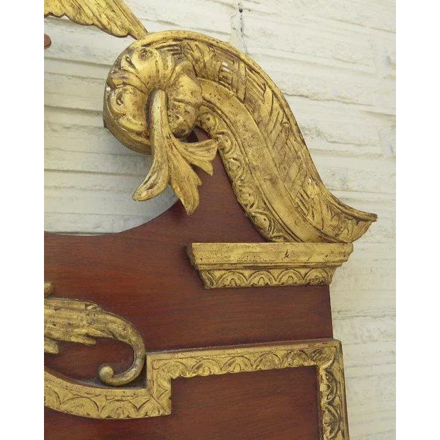 Traditional C. 1920 George III Style Gilt and Mahogany Large Mirror with Carved Gilt Bird For Sale - Image 3 of 10