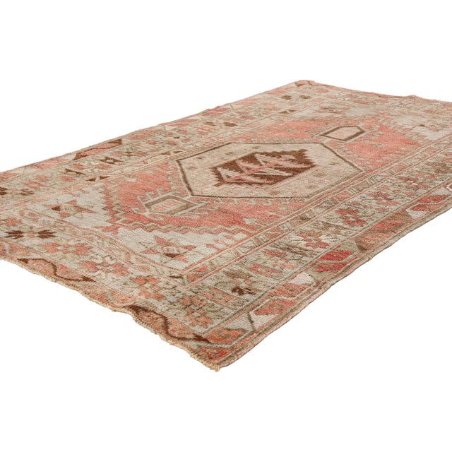 54137 Vintage Turkish Oushak Rug, 03'05 x 05'00. The Anatolian Talisman: A Vintage Turkish Oushak Masterpiece of Divine...