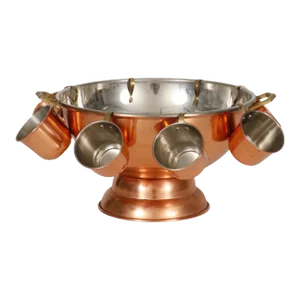 Copper Punch Bowl With 8 Cups