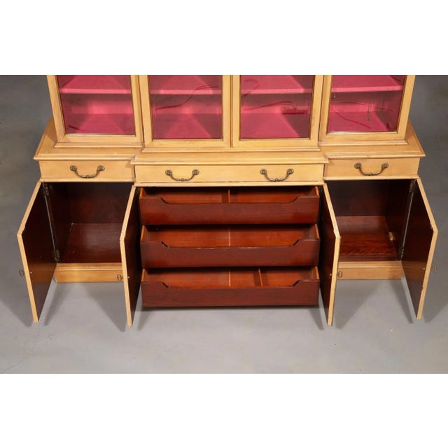 Hand-Painted & Decorated Front Neoclassical Style Breakfront Secretary Bookcase For Sale - Image 4 of 11