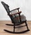 Antique Victorian Carved Oak & Leather Tufted Rocking Chair For Sale - Image 6 of 15