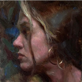 Self by Karen Offutt | Oil on Panel Portrait of a Woman's Profile For Sale