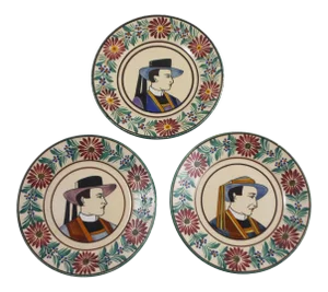 1930s Vintage French Faience Quimper Plates - Set of 3