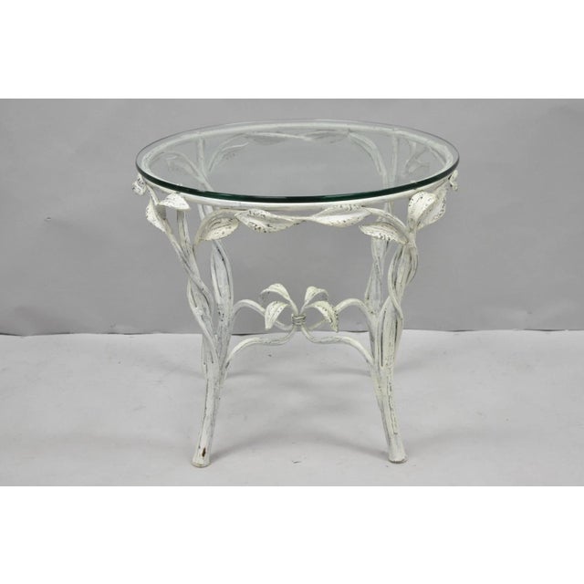 Vintage Italian Hollywood Regency Iron Leafy Scroll Round Occasional Side Table For Sale - Image 14 of 14